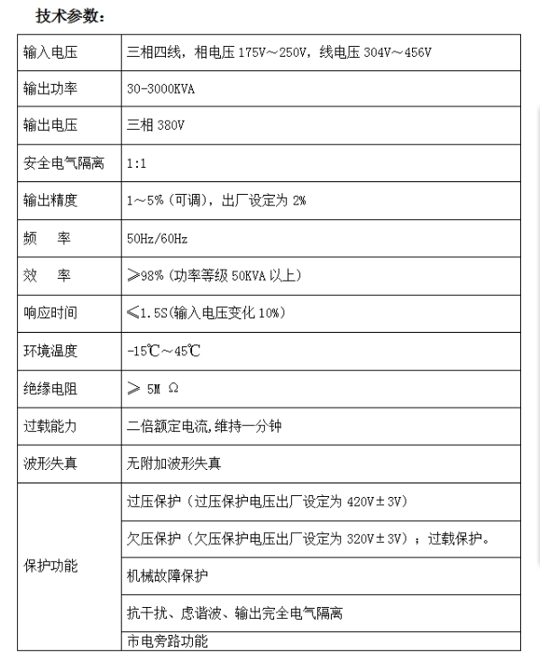 隔離凈化穩(wěn)壓器參數(shù)